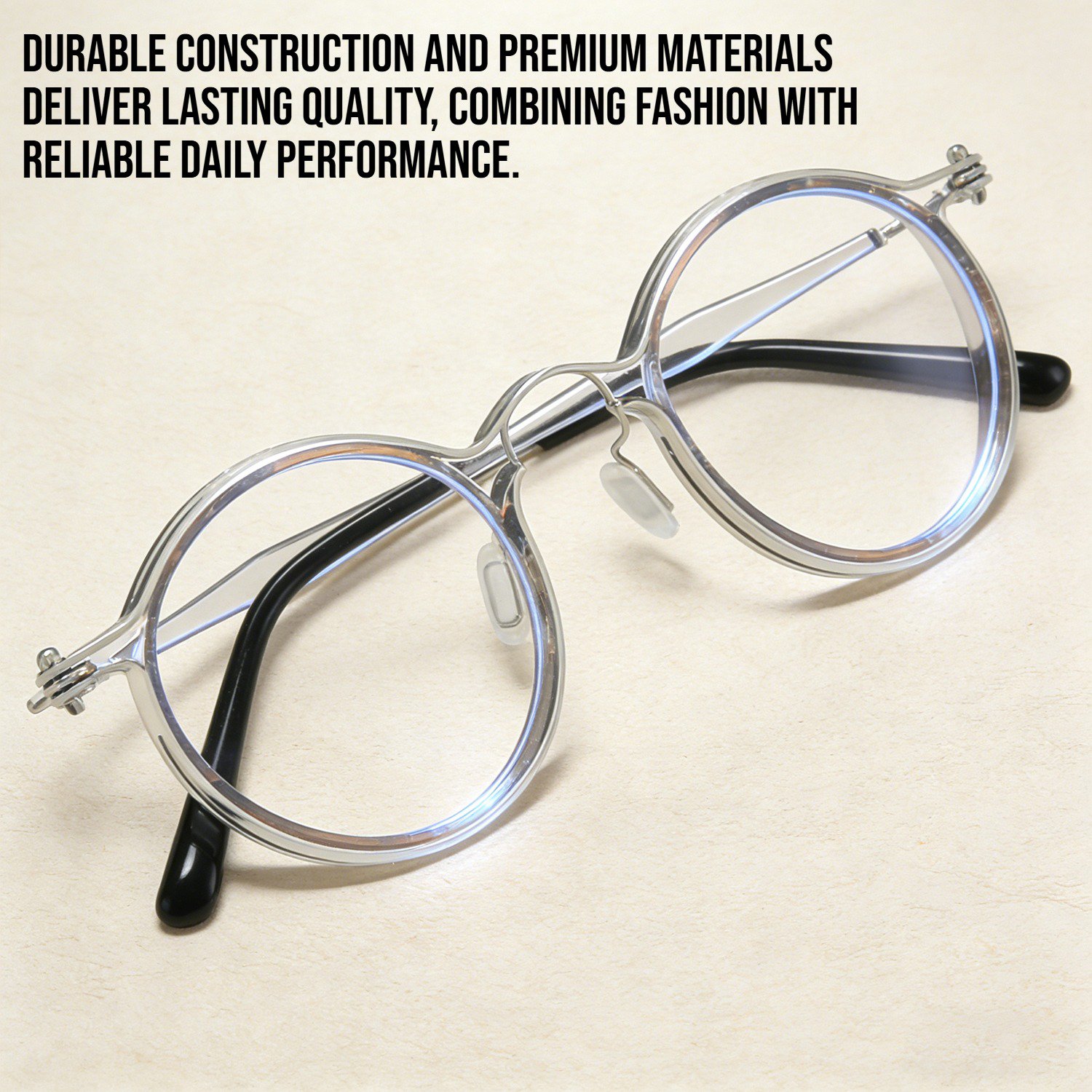 Vintage style blue light blocking glasses with round frames