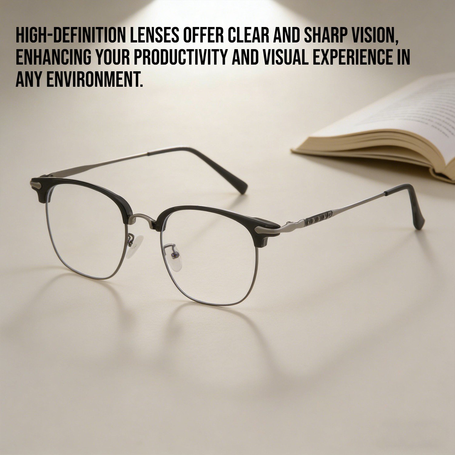 Durable metal frame blue light blocking glasses for men