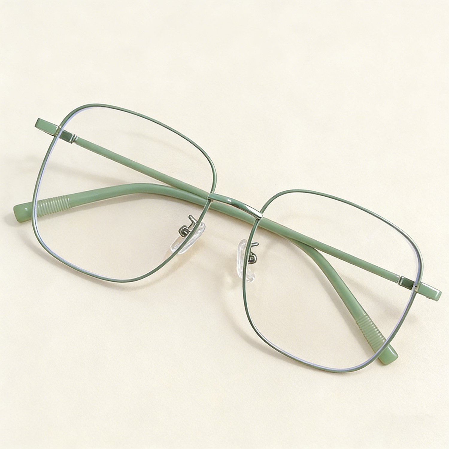 Close-up of lightweight plain frame glasses for myopia