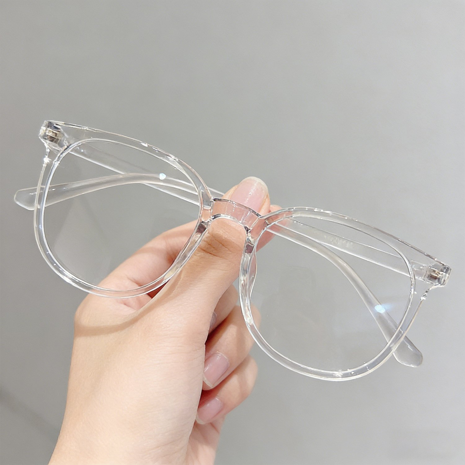 Close-up of stylish myopia glasses for women