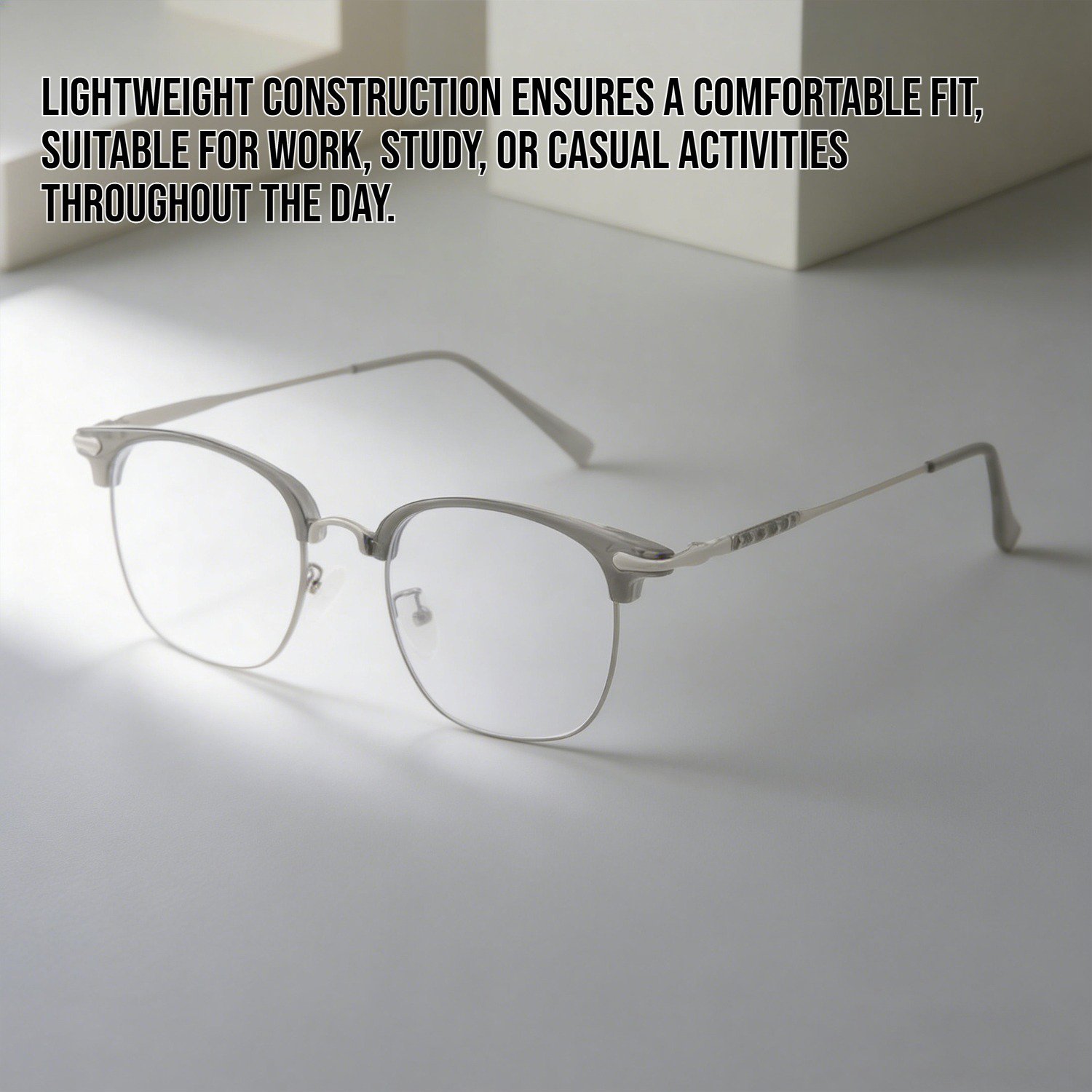 Men's anti blue light metal frame myopia glasses front view