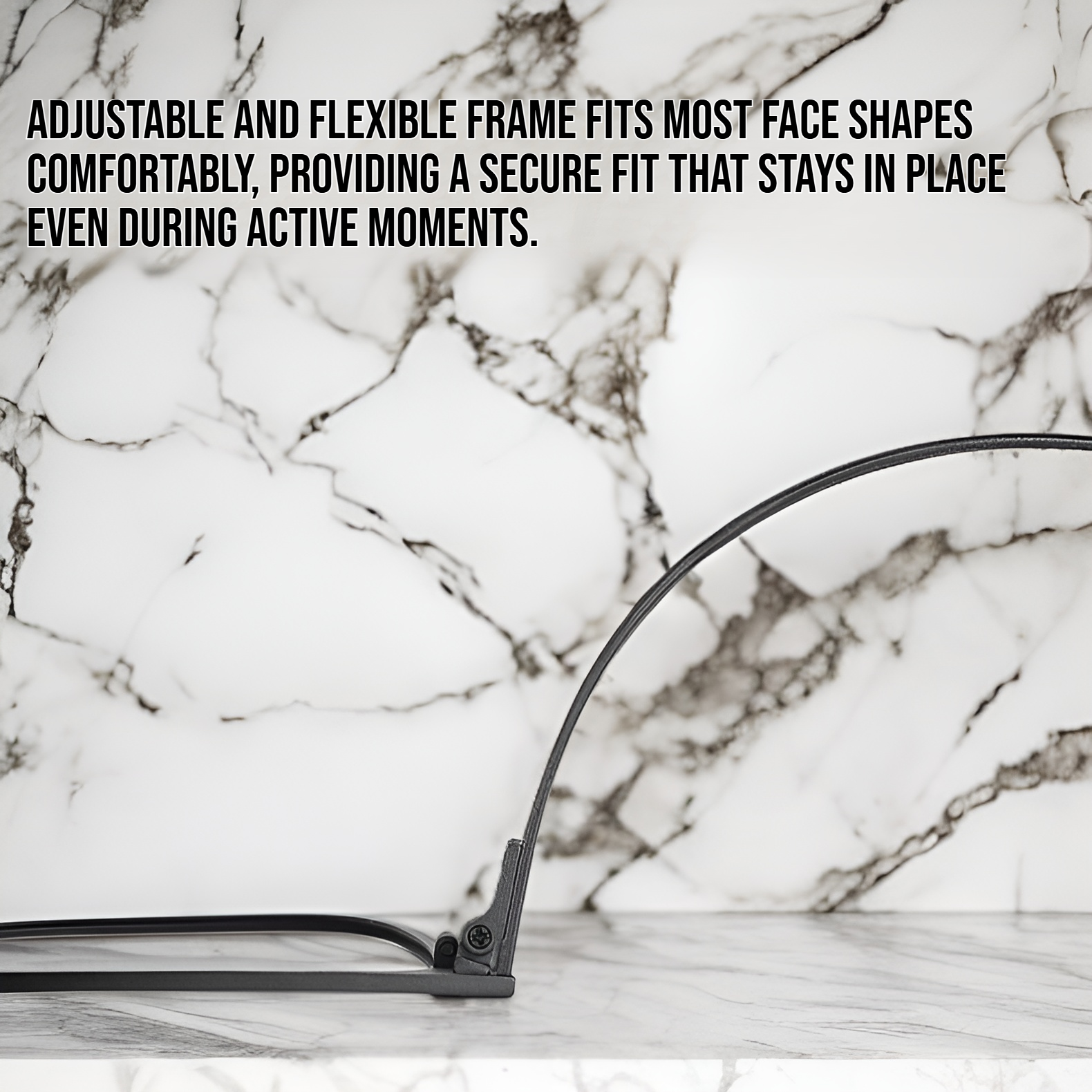 Close-up of titanium reading glasses showcasing slim and durable frame