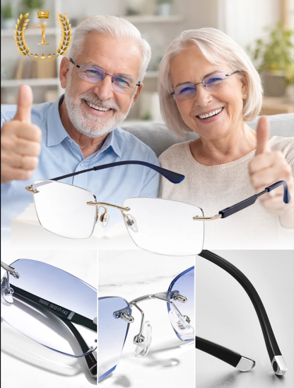 Timeless Diamond-Cut Rimless Reading Glasses for Lifelong Use