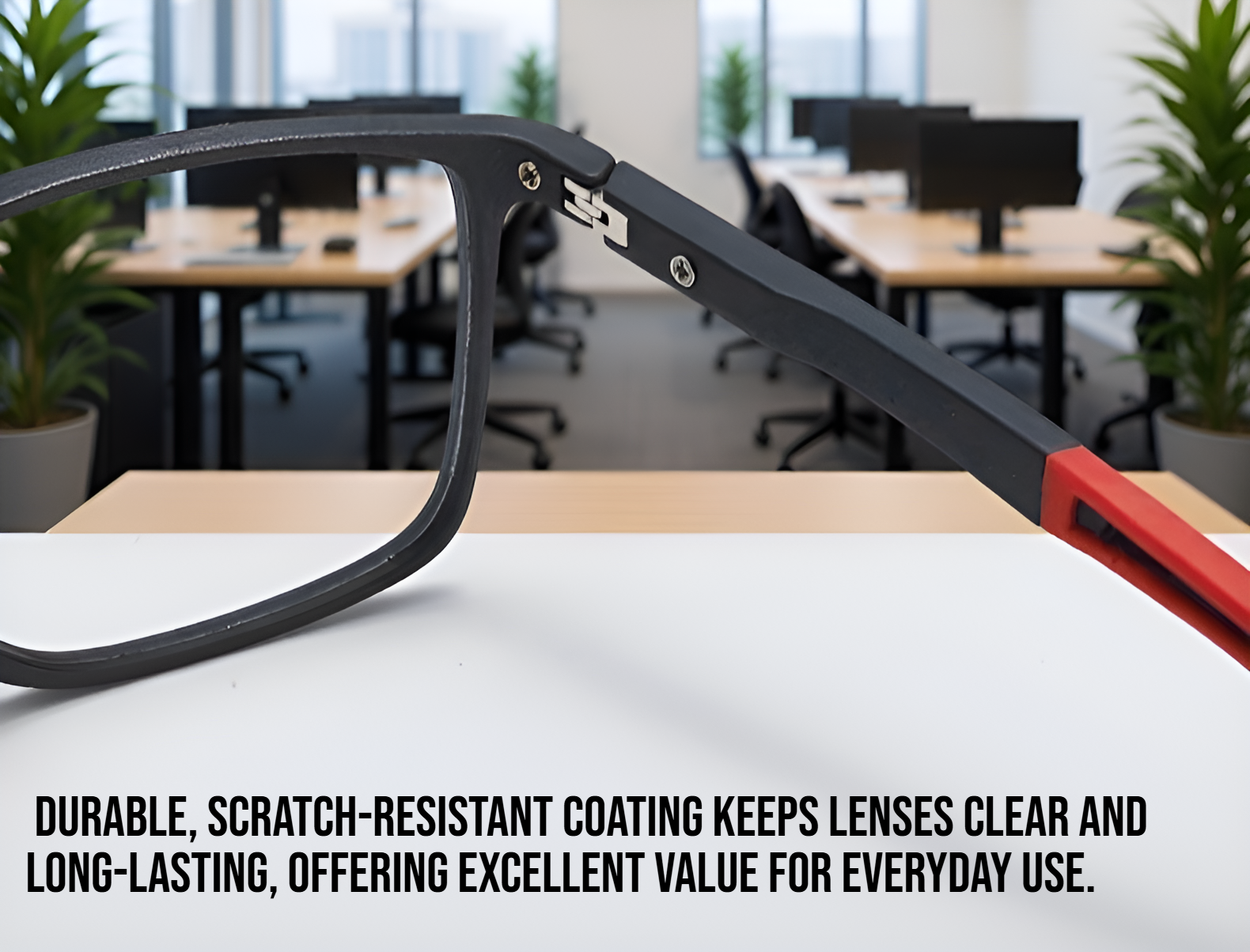 Close-up of anti blue light lens technology