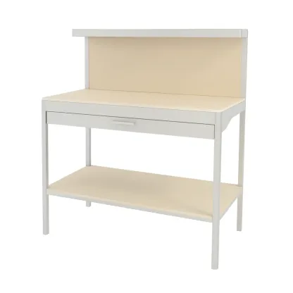 Établi en MDF avec étagère et tiroir 120 x 60 x 100 cm Blanc/Beige-Mobinni