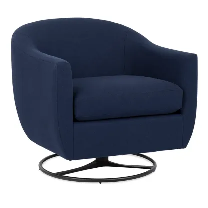 Fauteuil pivotant en tissu polyester bleu avec structure en métal-Mobinni