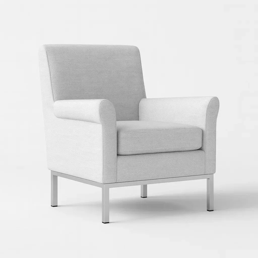 Fauteuil en tissu polyester gris avec structure en métal-Mobinni