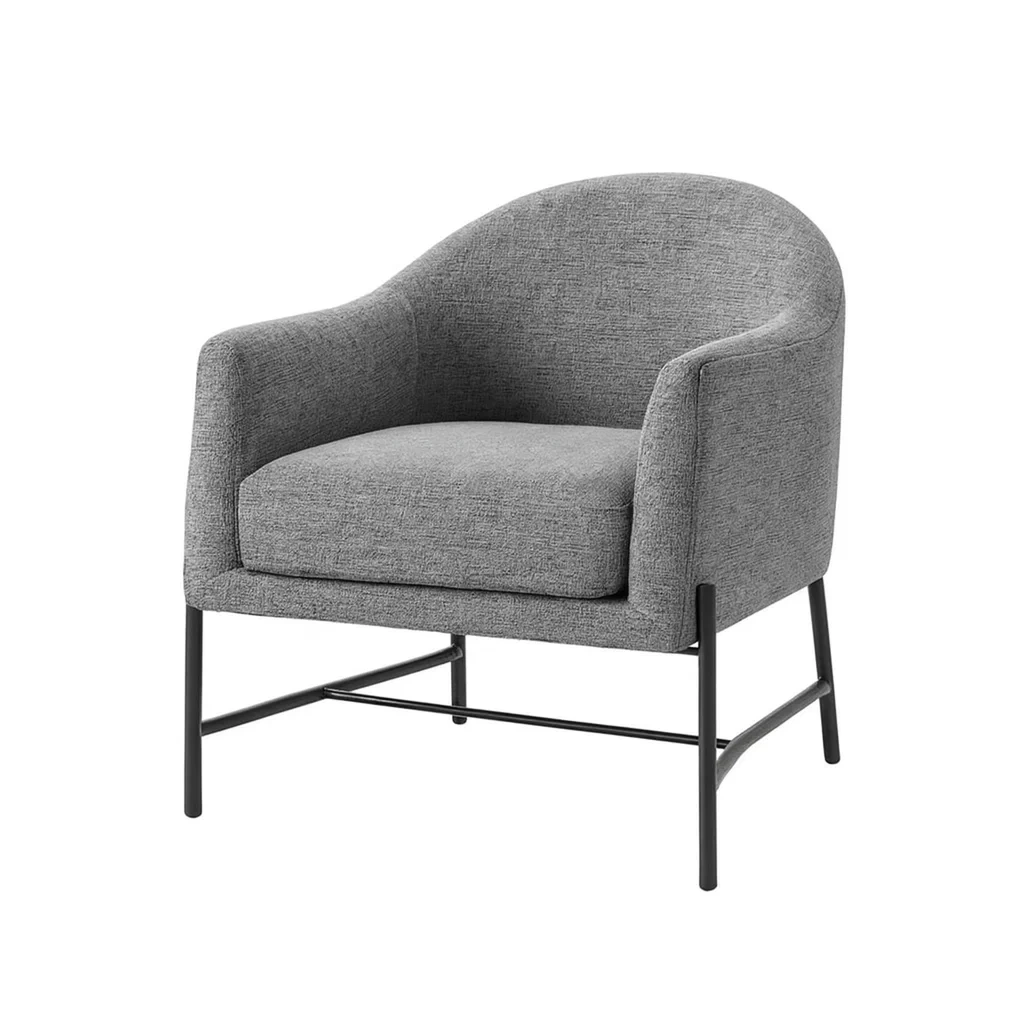 Fauteuil en tissu polyester gris avec base métallique-Mobinni