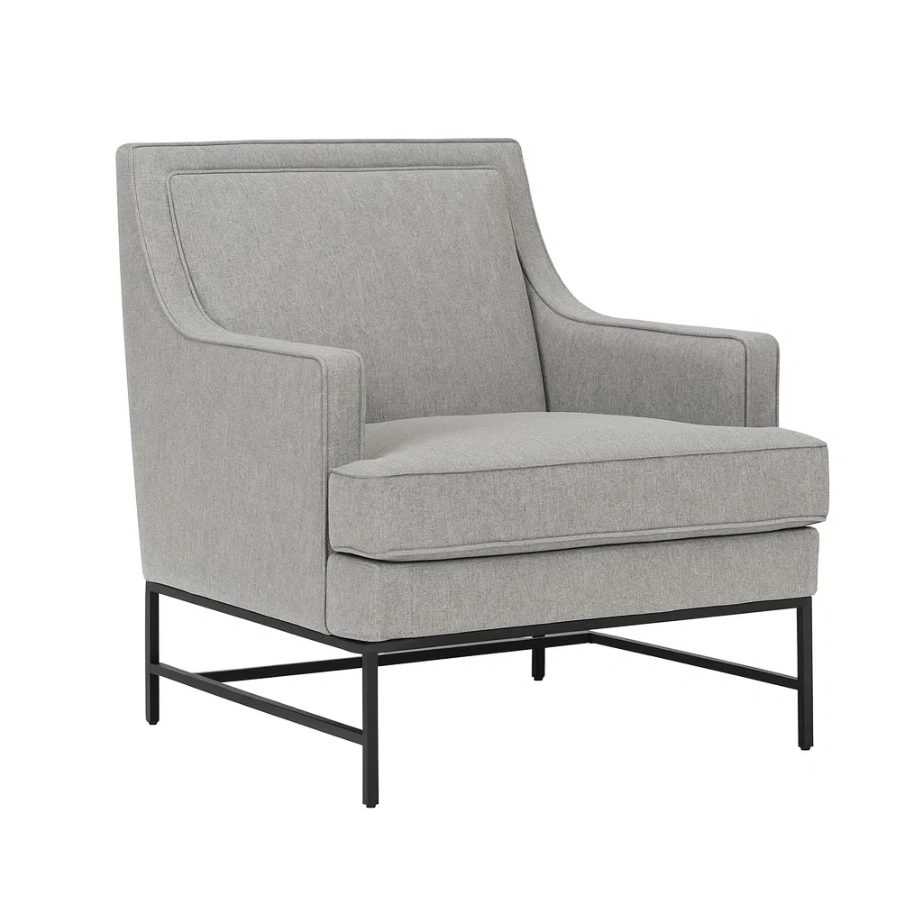 Fauteuil en tissu gris avec structure en métal-Mobinni