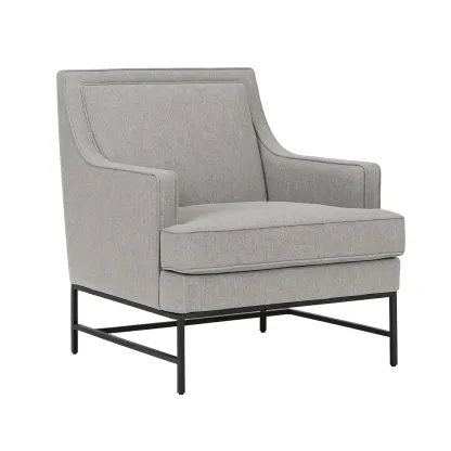 Fauteuil en tissu gris avec structure en métal-Mobinni