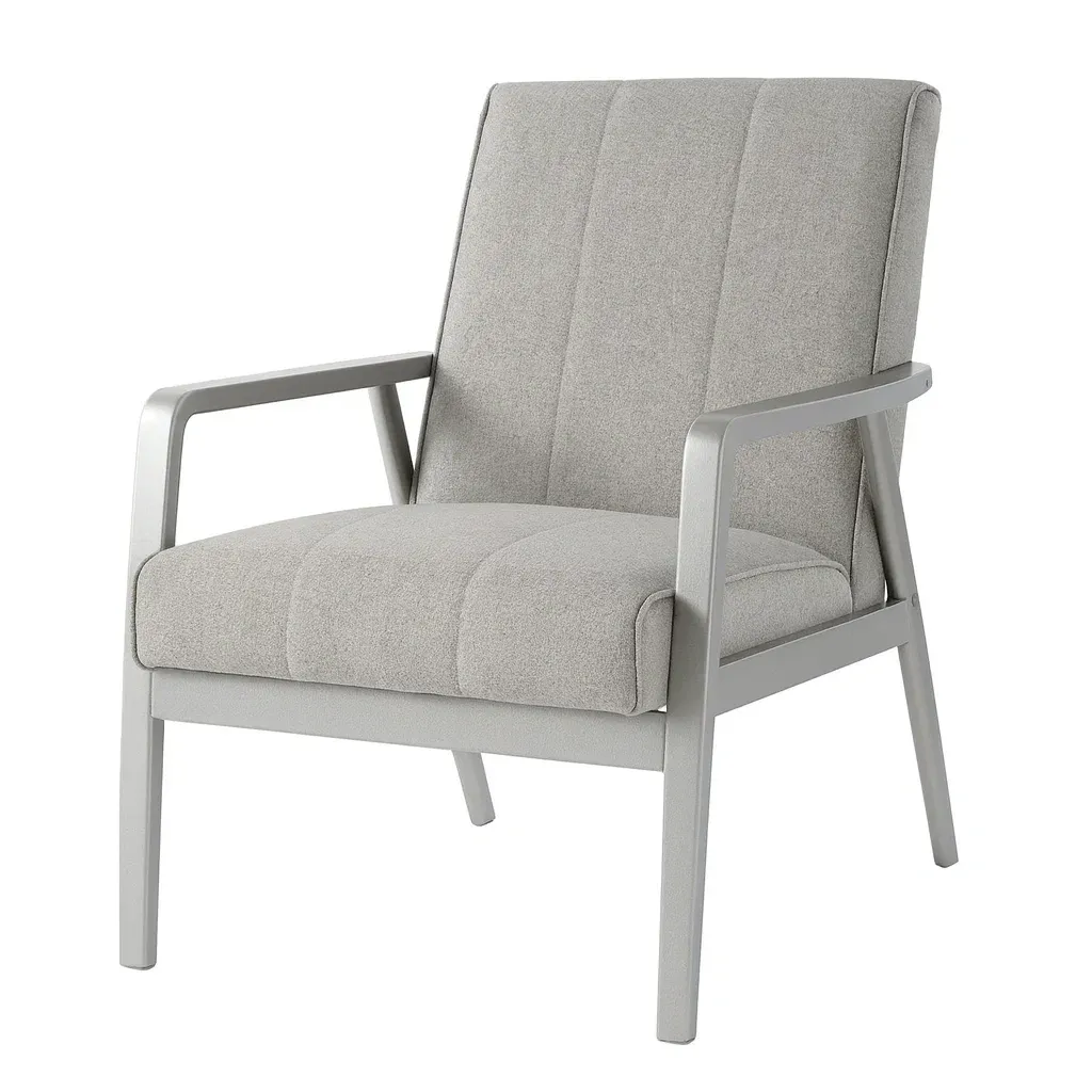 Fauteuil en tissu polyester gris avec structure en métal-Mobinni