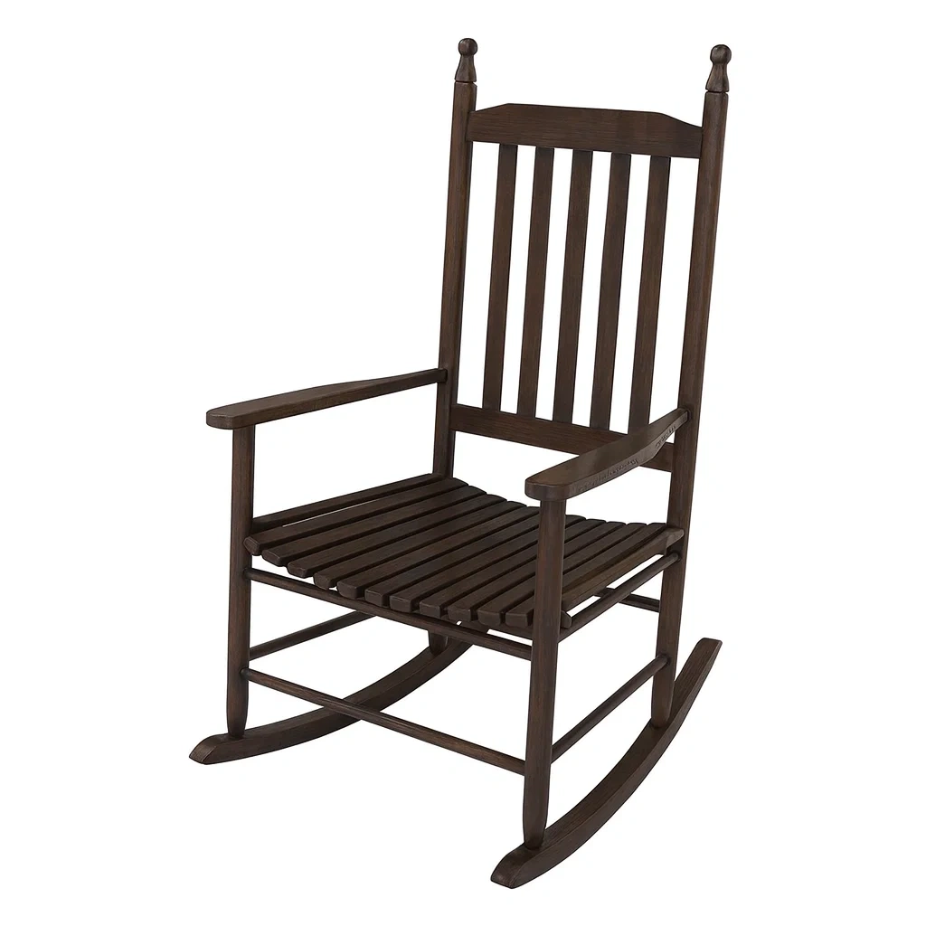 Fauteuil à bascule en bois massif marron-Mobinni