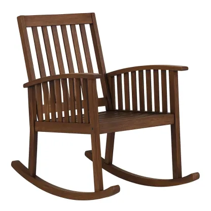 Fauteuil à bascule en bois massif marron-Mobinni