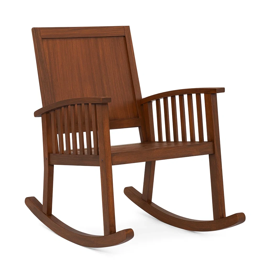 Fauteuil à bascule en bois d’acacia marron-Mobinni