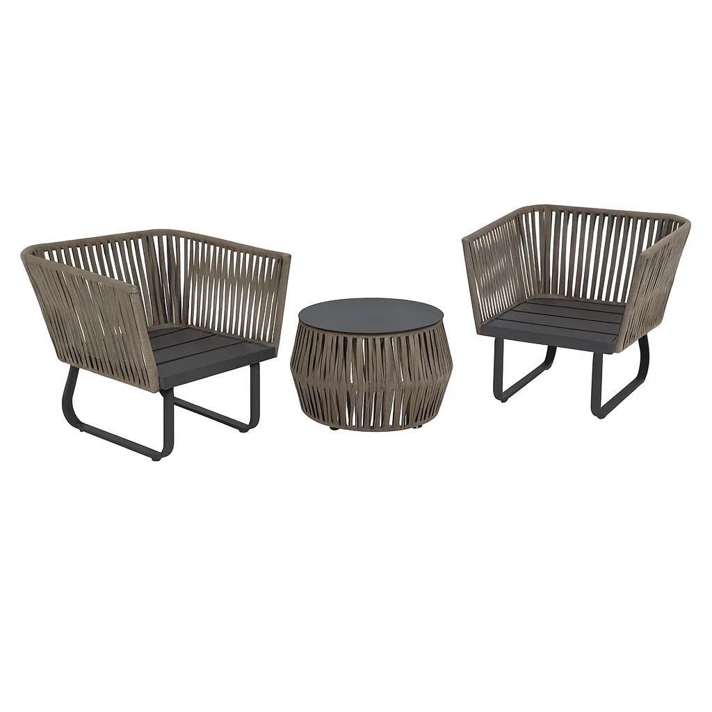 Ensemble de détente en aluminium et corde avec fauteuils et table-Mobinni