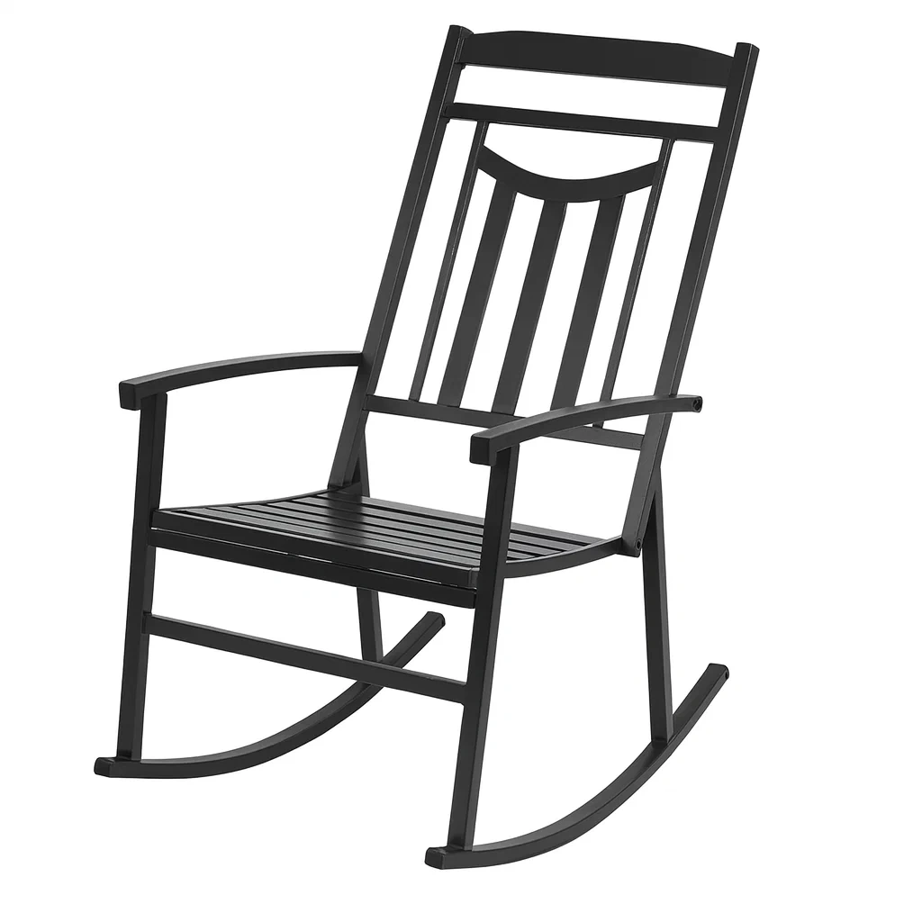 Fauteuil à bascule en métal noir-Mobinni