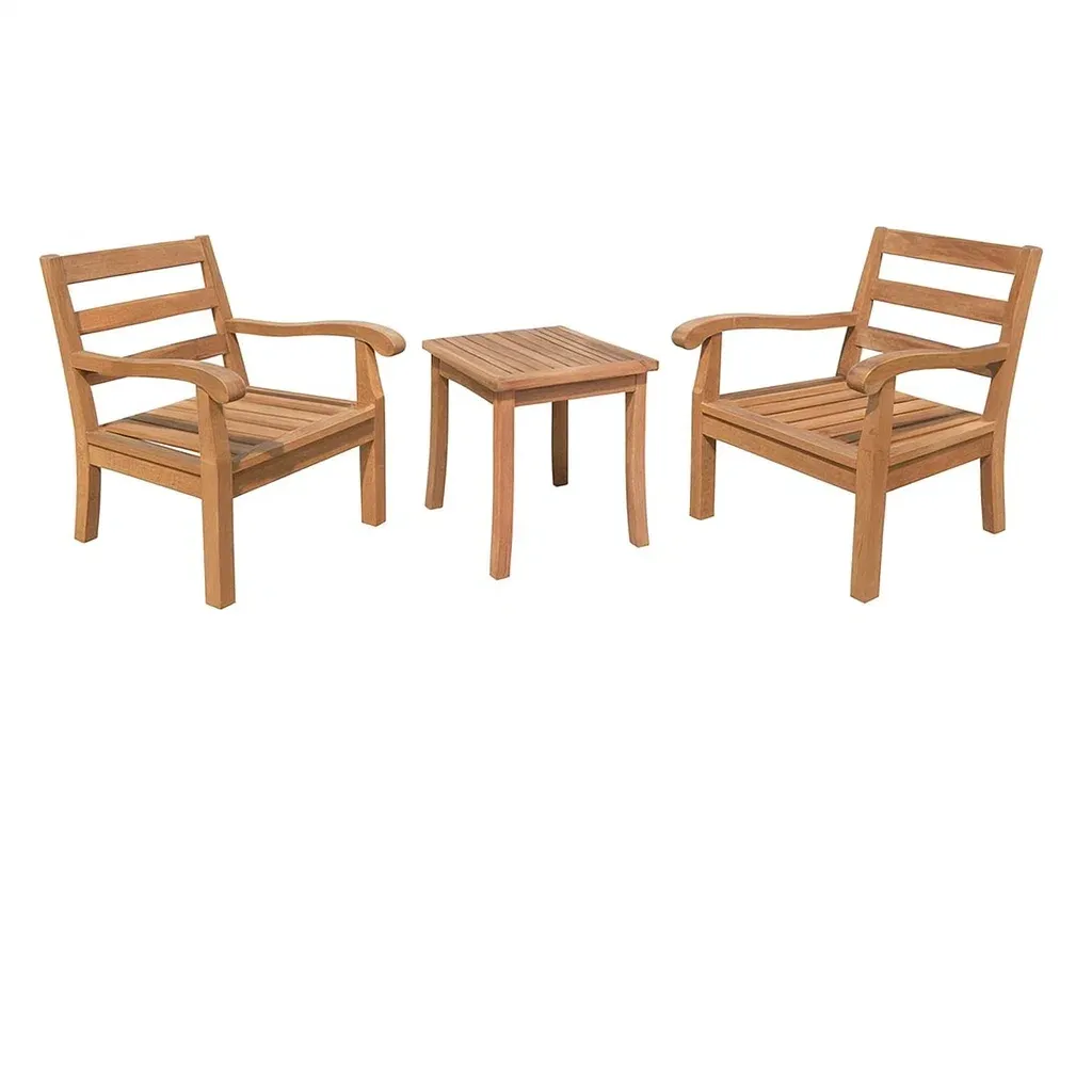 Ensemble de détente avec deux fauteuils et table en bois de teck-Mobinni