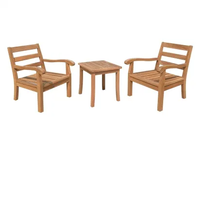 Ensemble de détente avec deux fauteuils et table en bois de teck-Mobinni