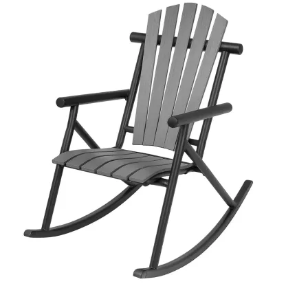 Fauteuil à bascule en métal et plastique gris/noir-Mobinni