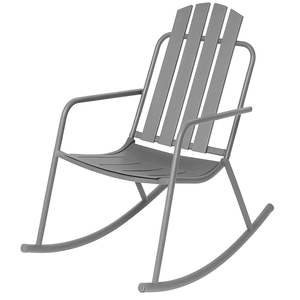 Fauteuil à bascule en métal gris-Mobinni