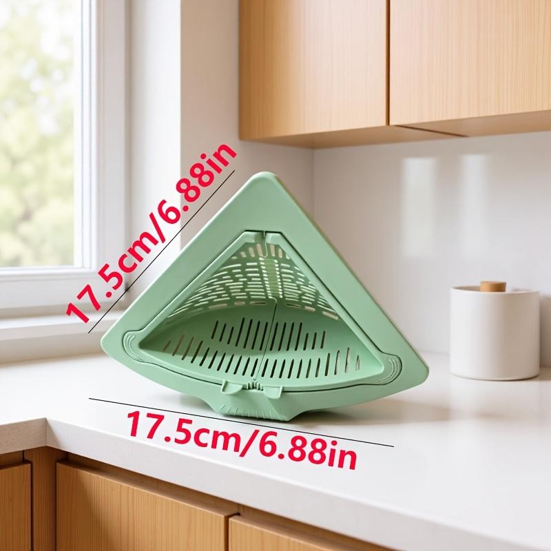 2PCS Triangular Draining Basket| Kitchen Filter Net Storage Rack| Strainer for Vegetables, Fruits, and Rice Residue