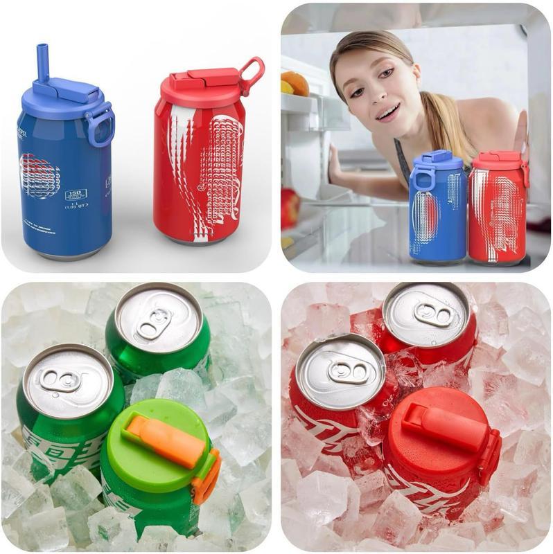 4-Pack Reusable Silicone Soda Can Lids with Straws, Fits Standard Cans, Perfect for Coke, Beer, Juice, and Energy Drinks, Ideal for Kids’ Daily Use, Beverage Gadget, Eco-Friendly Drinkware