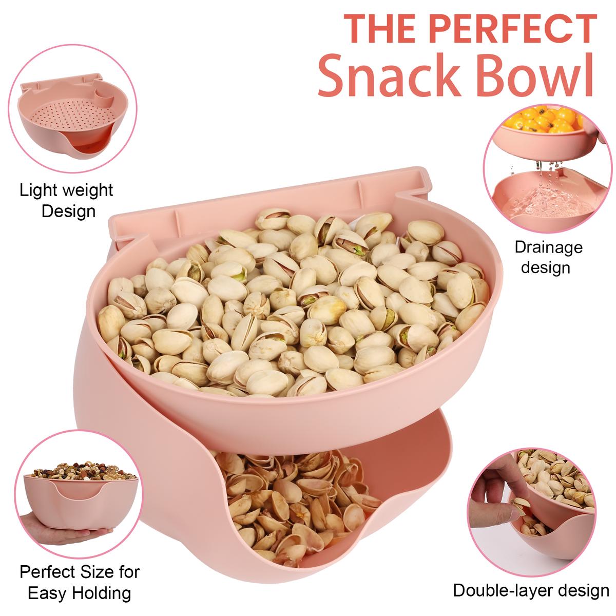 Pistachio Bowl – Double-Layer Fruit & Nut Storage Bowl, BPA-Free, Versatile Snack & Fruit Bowl with Drainage, Suitable for Kitchen & Dining