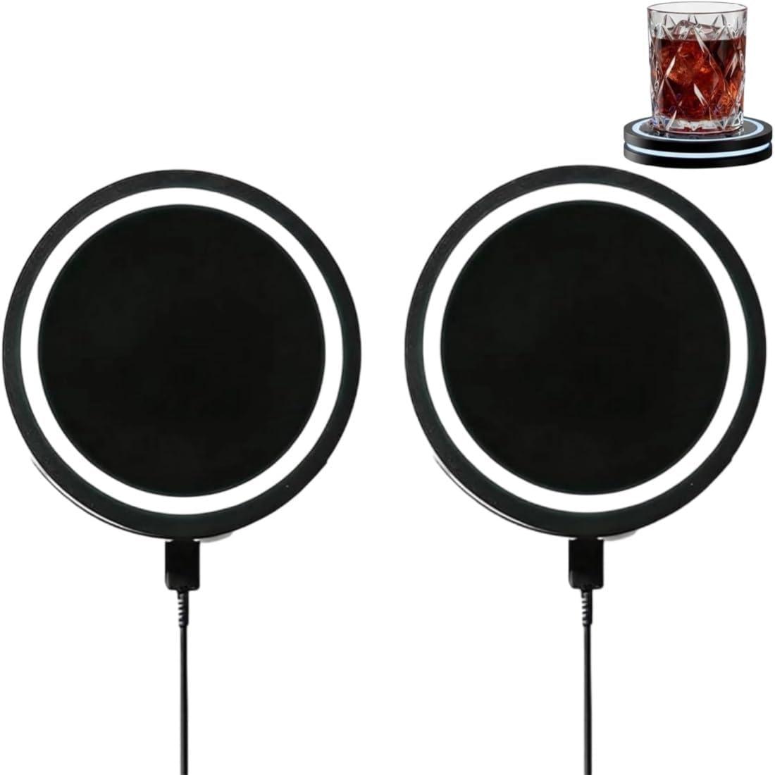 Smart Coaster Cocktail Machine| Portable LED Light Ring| USB-Powered| 12.7cm Diameter, 2.2cm Height