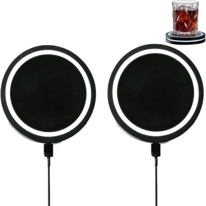 Smart Coaster Cocktail Machine| Portable LED Light Ring| USB-Powered| 12.7cm Diameter, 2.2cm Height