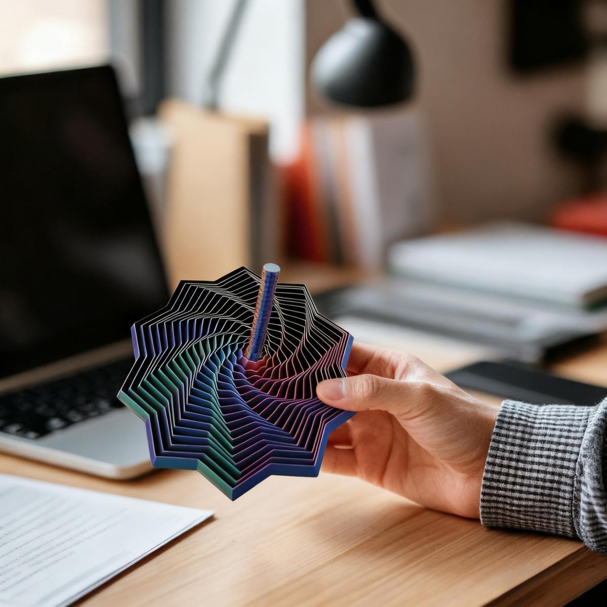 3D Printed Expanded Sensory Fidget Toy, Stress-Relief Spinning Spiral with Handle, Fingertip Toy Providing Highly Satisfying Visual and Auditory Experience