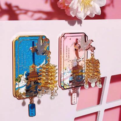Luminous Yellow Crane Tower Fridge Magnet – Wuhan Souvenir Alloy Ornament, Glow-in-the-Dark Magnet, Creative Toy & Small Gift