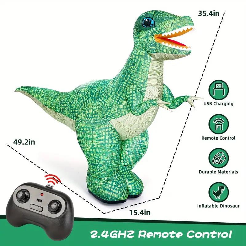 2.4GHZ Remote Control Inflatable Dinosaur Toy, Electric Toy Dinosaur with 360°Rotation and Sound Effects,Rechargeable Walking Dinosaur Toy, Birthday Gifts for Boys Kids Age 6-8 8-12