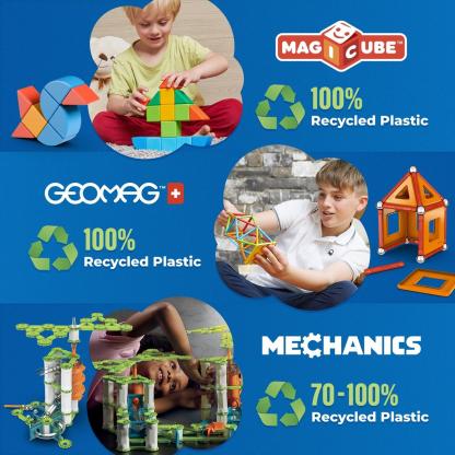 Geomag MagiCube 30-pc Magnetic Blocks Set for Toddlers & Kids Ages 1-5| Swiss-Made STEM Educational Toy Made from 100% Recycled Plastic| Creative Early Learning Play