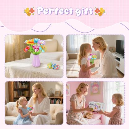 Fabric Flower Bouquets Toys - Creative DIY Crafts for Girls Ages 4-12, Unique Floral Market Toy, Inspiring Arts & Crafts Educational Set, Perfect for Preschool Learning and Birthday Gifts