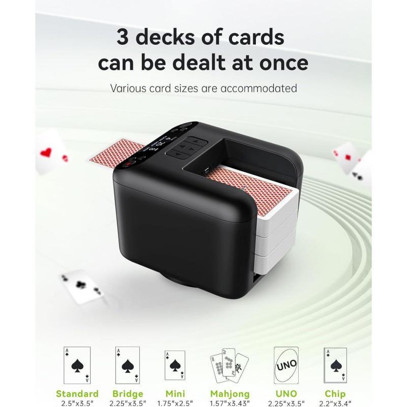 Rechargeable Automatic Card Dealer (1-3 Decks) – Perfect for Texas Hold'em, Blackjack, Bridge, and Family Game Night