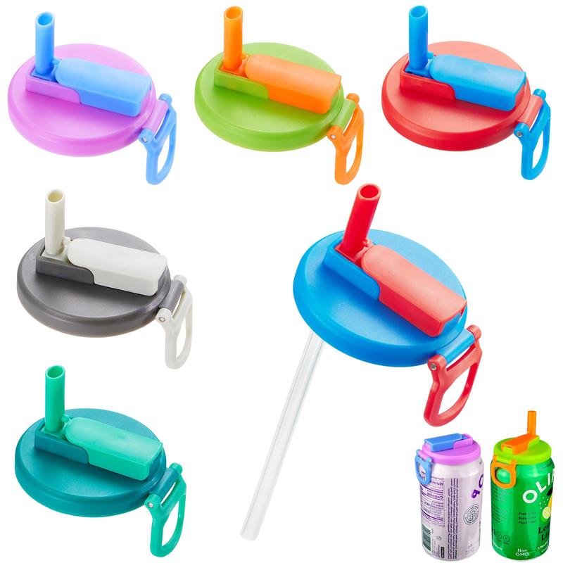 4-Pack Reusable Silicone Soda Can Lids with Straws, Fits Standard Cans, Perfect for Coke, Beer, Juice, and Energy Drinks, Ideal for Kids’ Daily Use, Beverage Gadget, Eco-Friendly Drinkware