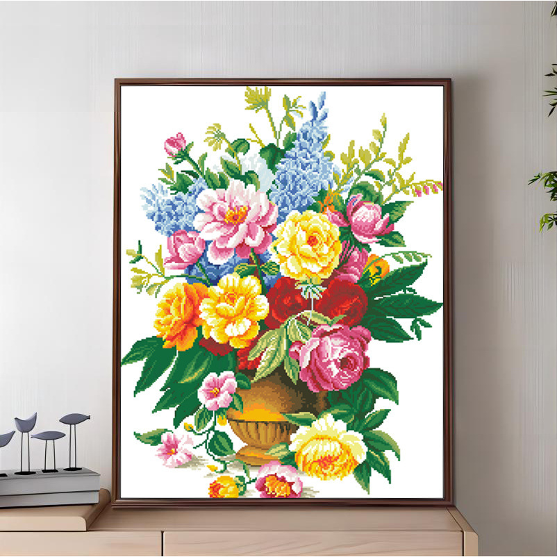 【Free Embroidery Tool Kit Included】Best-Selling Floral Embroidery DIY Kit, Plant Pattern Cross-Stitch, Perfect for Dining Room, Living Room, and Bedroom Décor, Includes Embroidery Tutorial