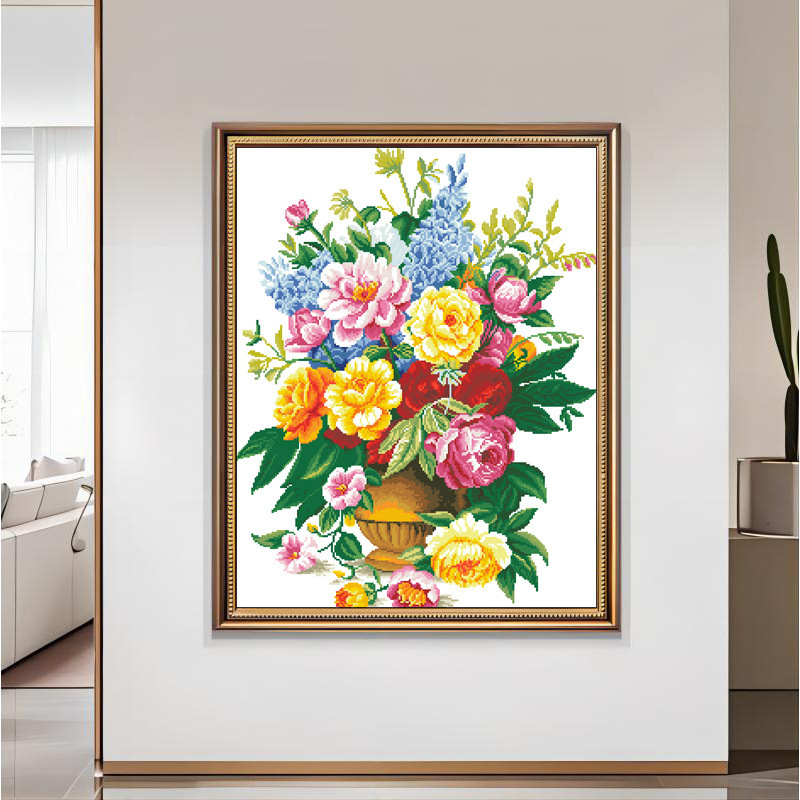 【Free Embroidery Tool Kit Included】Best-Selling Floral Embroidery DIY Kit, Plant Pattern Cross-Stitch, Perfect for Dining Room, Living Room, and Bedroom Décor, Includes Embroidery Tutorial