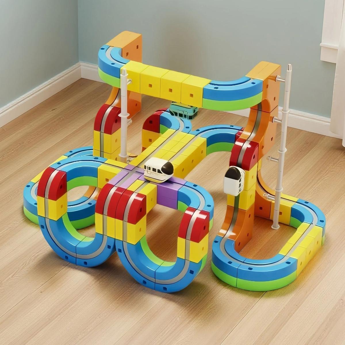 68 PCS Magnetic Track Car Set!Rich Accessories for Free DIY&Imaginative Play-Multiple Fun Modes,Safe Non-Toxic Materials,Easy Assembly/Disassembly.electric train set train tracks electric train set for kids electric train toys train set for kids ages 4-8