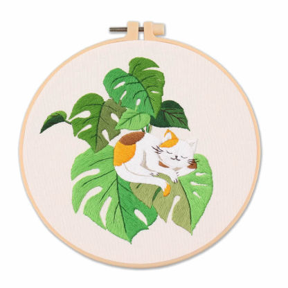 【Free Embroidery Tool Kit Included】New DIY Embroidery Kit, Animal Cat Pattern Cross-Stitch, with Step-by-Step Embroidery Tutorial