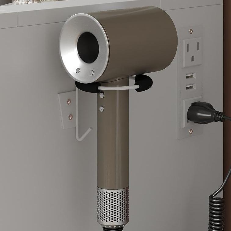 Stainless Steel Hair Dryer Holder Vanity Desk Accessory 2.9 in Side Length 3.15 in Circle Diameter Bathroom Counter Organizer