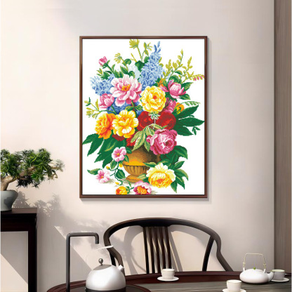 【Free Embroidery Tool Kit Included】Best-Selling Floral Embroidery DIY Kit, Plant Pattern Cross-Stitch, Perfect for Dining Room, Living Room, and Bedroom Décor, Includes Embroidery Tutorial