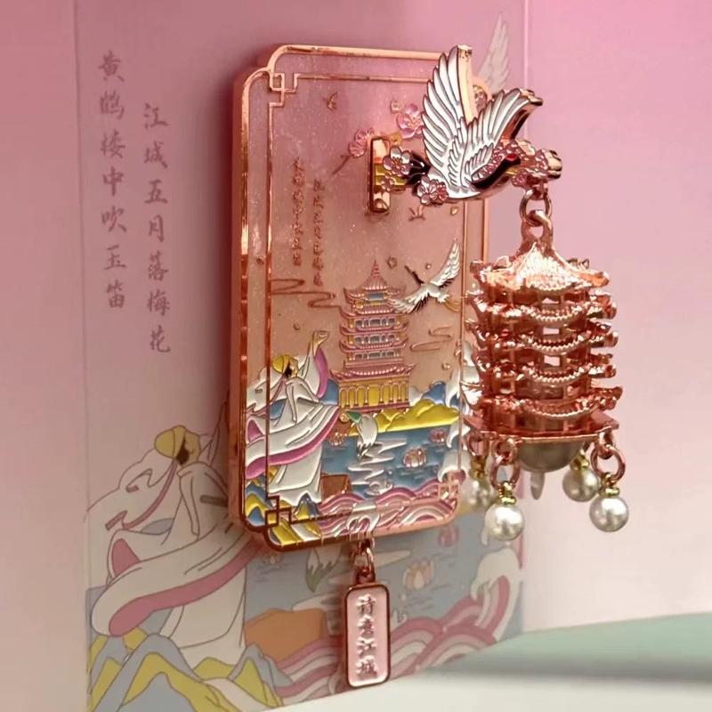 Luminous Yellow Crane Tower Fridge Magnet – Wuhan Souvenir Alloy Ornament, Glow-in-the-Dark Magnet, Creative Toy & Small Gift