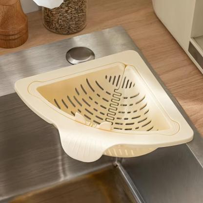 2PCS Triangular Draining Basket| Kitchen Filter Net Storage Rack| Strainer for Vegetables, Fruits, and Rice Residue