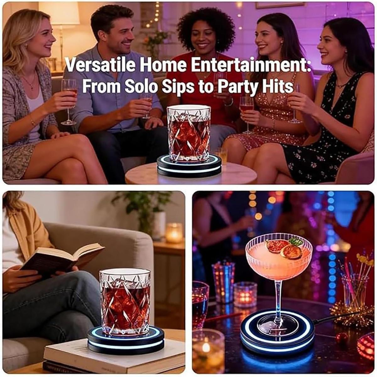 Smart Coaster Cocktail Machine| Portable LED Light Ring| USB-Powered| 12.7cm Diameter, 2.2cm Height