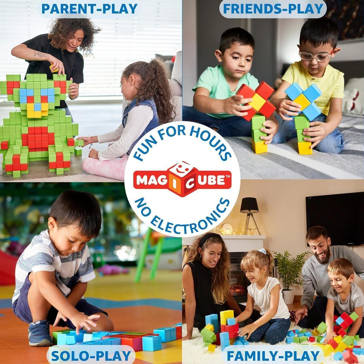 Geomag MagiCube 30-pc Magnetic Blocks Set for Toddlers & Kids Ages 1-5| Swiss-Made STEM Educational Toy Made from 100% Recycled Plastic| Creative Early Learning Play