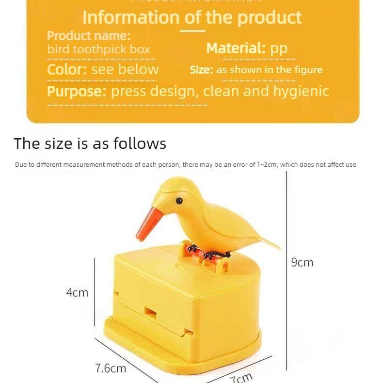 Bird Toothpick Holder Box – Fully Automatic Children's Toy, Creative Bird Pecking Smart Toothpick Dispenser, High-Quality Material, Odor-Free