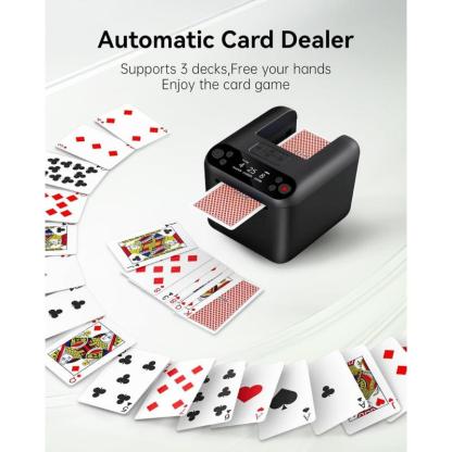 Rechargeable Automatic Card Dealer (1-3 Decks) – Perfect for Texas Hold'em, Blackjack, Bridge, and Family Game Night