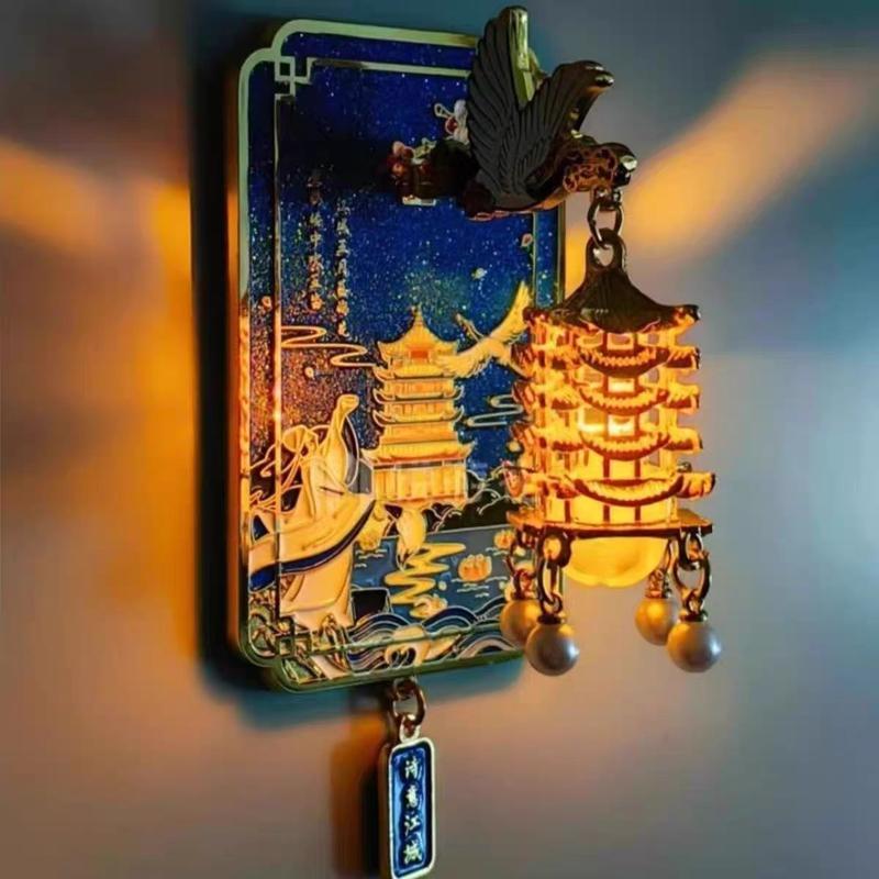 Luminous Yellow Crane Tower Fridge Magnet – Wuhan Souvenir Alloy Ornament, Glow-in-the-Dark Magnet, Creative Toy & Small Gift