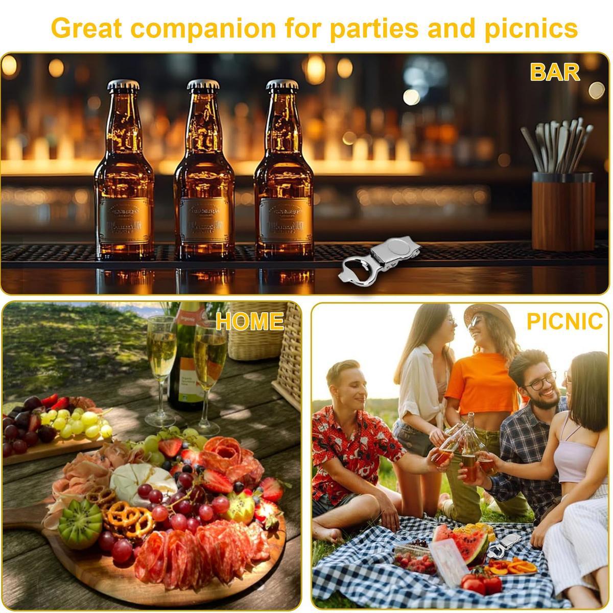 2-in-1 Bottle Opener & Sealer (for Glass Beer Bottles), Soda Bottle Opener & Sealer, Stainless Steel Beer Bottle Opener